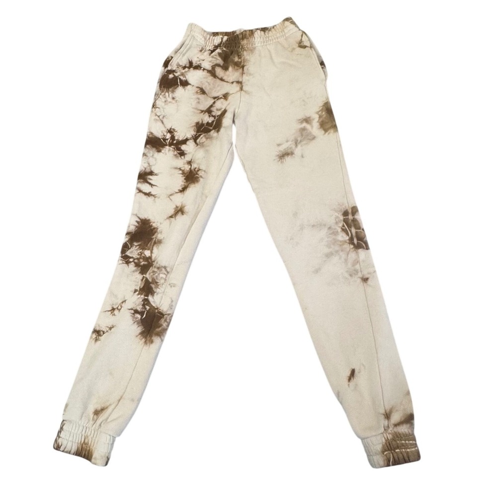 Frankies‎ Bikinis Sweatsuit Set Sz S Tie Dye Cropped Hoodie Joggers Tan Brown - Picture 4 of 16